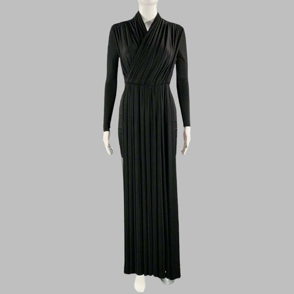 BALENCIAGA Black Viscose Blend Draped Long Sleeve Cocktail Dress - Picture 1 of 7